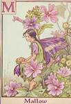 Flower Fairy Alphabet, antique Mallow Flower Fairy print