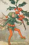 Flower Fairy Alphabet, antique Holly Flower Fairy print