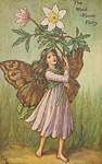Flower Fairy Alphabet, antique Windflower Flower Fairy print