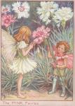 Flower Fairy Alphabet, antique Pink Flower Fairy print